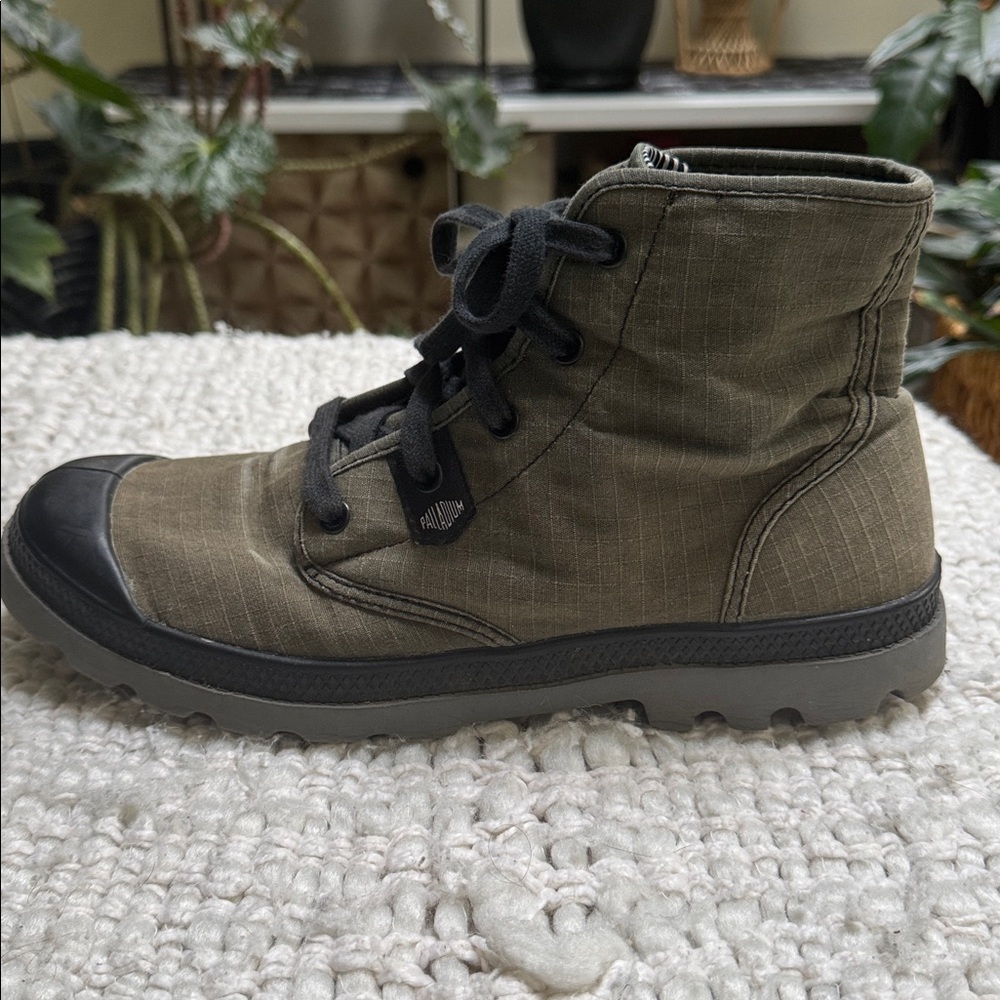 Palladium Pampa Hi Canvas Boots Olive Green Black Gorpcore Utility Combat Boots - Picture 2 of 7